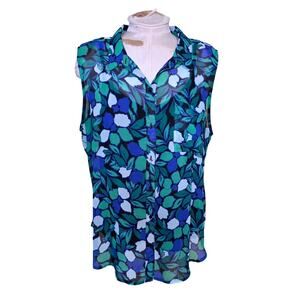 Liz Claiborne Floral Button Front Top w/Camisole Sleeveless Size XXL Career